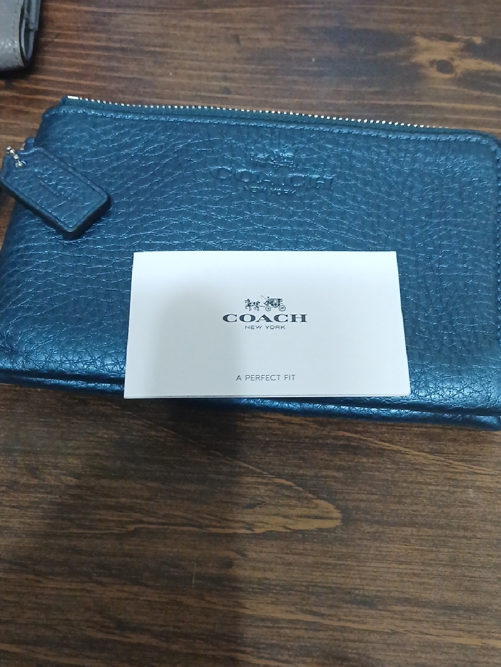 Coach Pebbled Leather Zip Wristlet - Teal Blue Double Zip Nwot